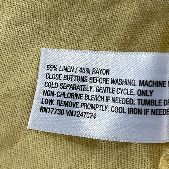 A New Day Women's Button Up Linen Trench Coat Jacket Yellow Linen/Rayon Pockets - Picture 10 of 14